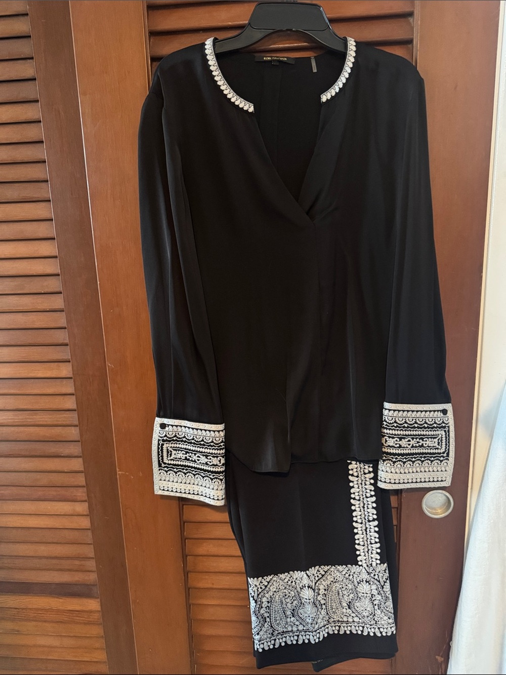 Kobi Halperin Black Pantsuit with White Embellished Trim